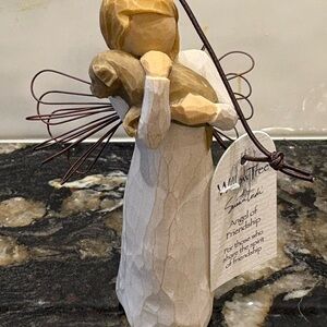 Willow Tree Angel of Friendship Ornament Sculpture - Cream and Tan